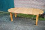 Grote massief eiken eettafel / stamtafel, Ophalen, Gebruikt, 100 tot 150 cm, 200 cm of meer