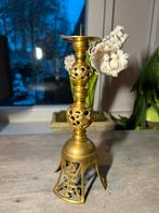 Antieke Koperen Kandelaar met Sierlijk en chinese tekens, Ophalen of Verzenden, Koper of Brons