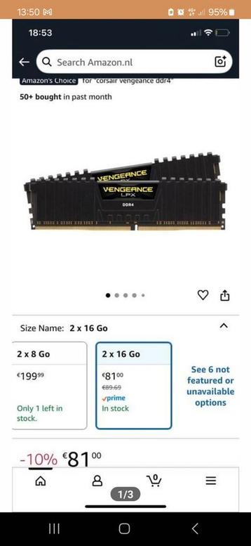 32GB|Corsair vengeance LPX 2x16 3200MHZ DDR4 beschikbaar voor biedingen