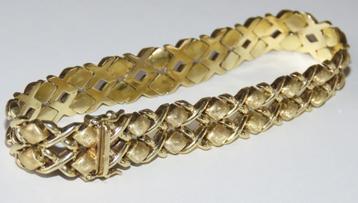 Gouden 14 kt. Blokschakelarmband beschikbaar voor biedingen