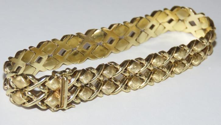 Gouden 14 kt. Blokschakelarmband, Sieraden, Tassen en Uiterlijk, Antieke sieraden, Armband, Goud, Ophalen of Verzenden