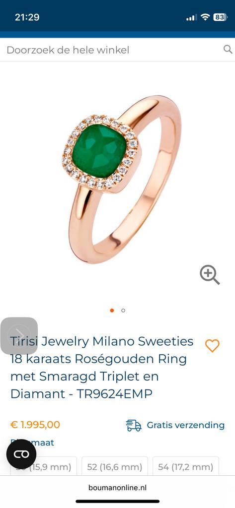 Smaragd Ring - Tori Design - tirisi, Sieraden, Tassen en Uiterlijk, Ringen, Zo goed als nieuw, Dame, 18 tot 19, Groen, Goud, Met edelsteen