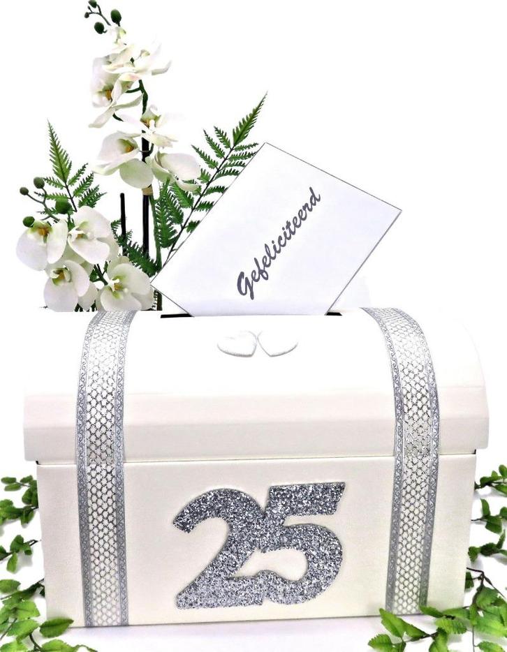 25 jaar zilveren jubileum enveloppendoos., Hobby en Vrije tijd, Feestartikelen, Nieuw, Feestartikel, Geboorte of Huwelijk, Ophalen of Verzenden