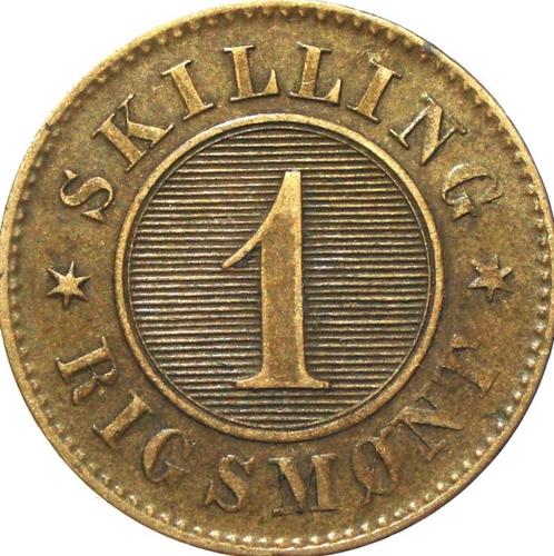 Denemarken 1 skilling rigsmønt 1863 (schaars), Postzegels en Munten, Munten | Europa | Niet-Euromunten, Losse munt, Overige landen