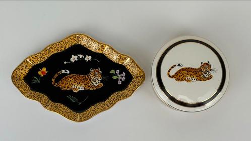 Lynn Chase design panters porseleinen set sieraden, Verzamelen, Porselein, Kristal en Bestek, Zo goed als nieuw, Overige typen
