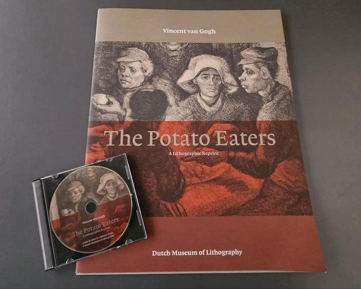 Erkende herdruk van de litho aardappeleters, Antiek en Kunst, Kunst | Etsen en Gravures, Ophalen