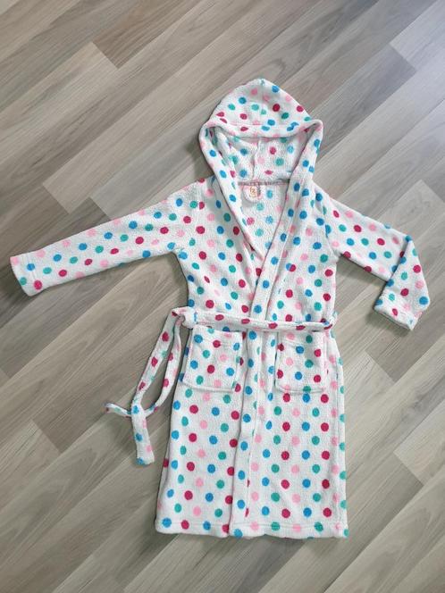 Zachte badjas / ochtendjas, wit stippen, maat 122-128, Kinderen en Baby's, Kinderkleding | Maat 122, Gebruikt, Meisje, Overige typen