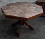 Eettafel 8-kant eiken met tegels, Ophalen, Gebruikt, 100 tot 150 cm, Vijf personen of meer