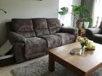 Comfortabele bank in chocoladebruin velvet - 2- en 3 zits, Huis en Inrichting, Banken | Bankstellen, Ophalen, Gebruikt, Velvet