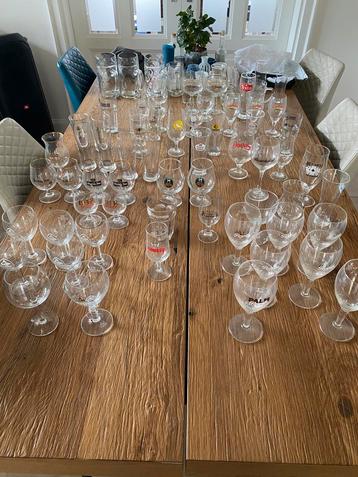 Circa 70 bierglazen vele merken en soorten.  Totaal € 7,50 beschikbaar voor biedingen