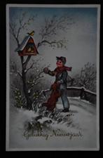wens kaart oud winter nieuwjaar ansichtkaart 1960 verzamelen, Ophalen of Verzenden, 1960 tot 1980, Gelopen, Feest(dag)