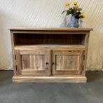 TV meubel - 105 cm breed - 2 deuren - massief Teak-TTM Wonen, Nieuw, Minder dan 100 cm, 25 tot 50 cm, 100 tot 150 cm