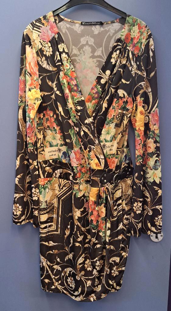 Étoile du Monde jurk barok bloemenprint overslag mt 5 49693, Kleding | Dames, Jurken, Zo goed als nieuw, Maat 42/44 (L), Zwart