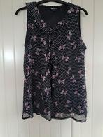 Mouwloze blouse polka dot en strikjes, mt.L, Kleding | Dames, Verzenden, Zwart, Maat 42/44 (L), Zo goed als nieuw