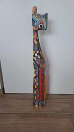 Gekleurde houten kat 80 cm, Ophalen, Gebruikt