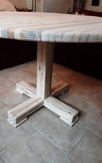 Blank houten eettafel, Huis en Inrichting, Tafels | Eettafels, Ophalen, Rond, Zo goed als nieuw, 100 tot 150 cm