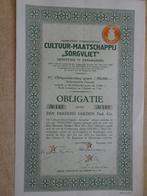 Obligatie Cultuur Maatschappij "Sorgvliet" te Paramaribo, Ophalen of Verzenden, 1920 tot 1950, Aandeel