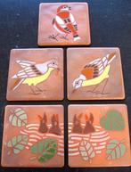 5 tegels antiek keramiek met vogeldecor, Ophalen of Verzenden