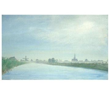 een schilderij van het riviertje de Dintel in Noord Brabant. beschikbaar voor biedingen