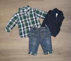 Set jeans blouse gilet blauw groen | 68 | Mickey Mouse C&A, C&A, Ophalen of Verzenden, Zo goed als nieuw, Setje
