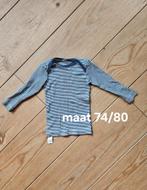 Wolzijde shirtje blauw/witte streepjes mt 74/80, Gebruikt, Jongetje of Meisje, Engel, Ophalen of Verzenden