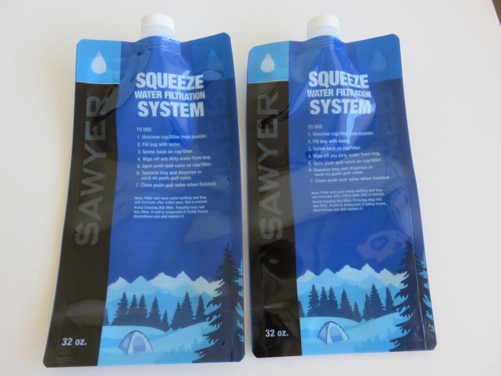 set van 2 Sawyer Squeeze opvouwbare waterzakken, Caravans en Kamperen, Kampeeraccessoires, Nieuw, Ophalen of Verzenden