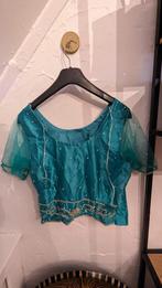 Indiase jurk/Saree zeeblauw maat 38, Kleding | Dames, Jurken, Maat 38/40 (M), Blauw, Ophalen of Verzenden, Zo goed als nieuw