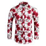 Wit overhemd met rode rozen (heren mannen shirt bloemen), Verzenden, Nieuw, Wit