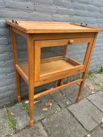 Vintage houten theekastje vitrinekastje met klep, Antiek en Kunst, Curiosa en Brocante, Ophalen