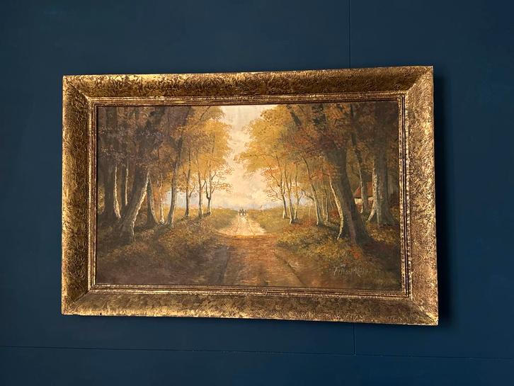 Schilderij van Frits Meijer - Boslandschap, Antiek en Kunst, Kunst | Schilderijen | Klassiek, Ophalen of Verzenden