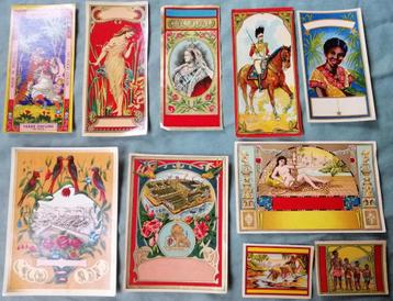 10 Oude Reclame etiketten Tabak Thee Art Nouveau lithografie beschikbaar voor biedingen