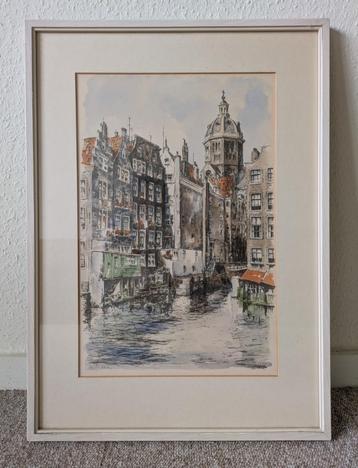 Aquarel Oudezijds Kolk Amsterdam beschikbaar voor biedingen