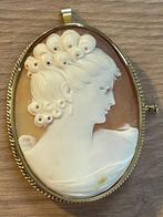 Camee Broche/Hanger 14 karaat goud omrand, Sieraden, Tassen en Uiterlijk, Antieke sieraden, Ophalen of Verzenden, Goud, Broche