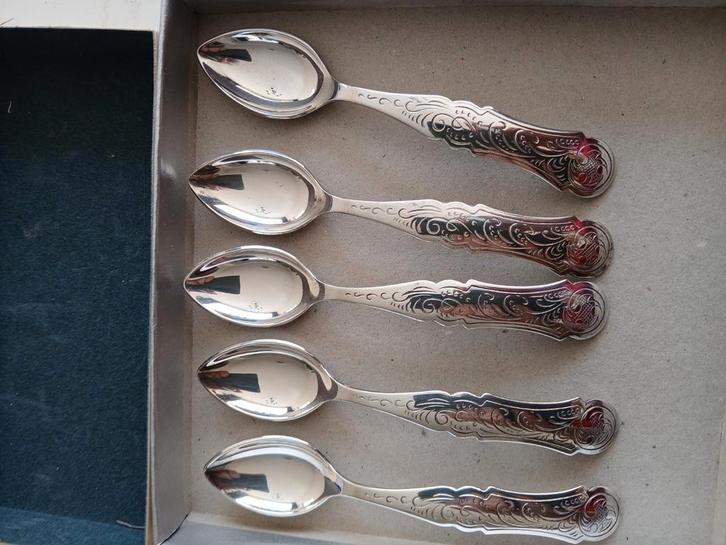 8 Biedermeier theelepeltjes en 2 vorkjes, Antiek en Kunst, Antiek | Goud en Zilver, Ophalen of Verzenden
