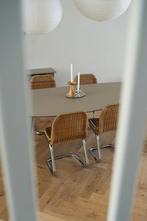 Set van 4 vintage rotan eetkamerstoelen, Ophalen, Bruin, Vintage, Zo goed als nieuw