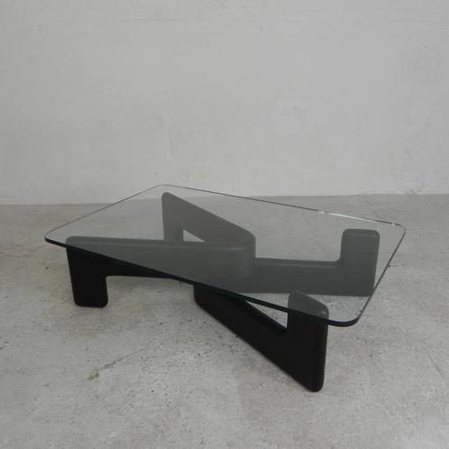 Vintage salontafel met organische zwarte houten basis, jaren, Antiek en Kunst, Antiek | Meubels | Tafels, Ophalen of Verzenden