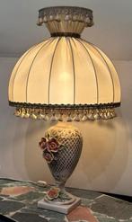 Capodimonte Porselein tafellamp met roosjes barok kitch, Ophalen, Overige materialen, Gebruikt, Capodimonte