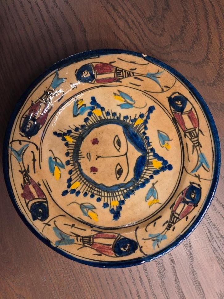 Antiek Wandbord met Vis Motief, Antiek en Kunst, Antiek | Wandborden en Tegels, Ophalen of Verzenden