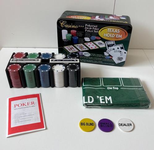 Pokerset in blik gedeeltelijk nog nieuw in de verpaking., Hobby en Vrije tijd, Gezelschapsspellen | Kaartspellen, Zo goed als nieuw