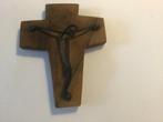 Houten Kruis met Metalen Christus 1950 opbr giro555, Antiek en Kunst, Ophalen of Verzenden