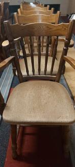 8 houten stoelen met beige stoffering, Gebruikt, Ophalen of Verzenden, Overige kleuren