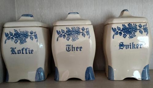 Koffie,Thee,Suiker,Kaneel,Peper,Paprika,kruidenpot,Keramiek, Antiek en Kunst, Curiosa en Brocante, Ophalen of Verzenden