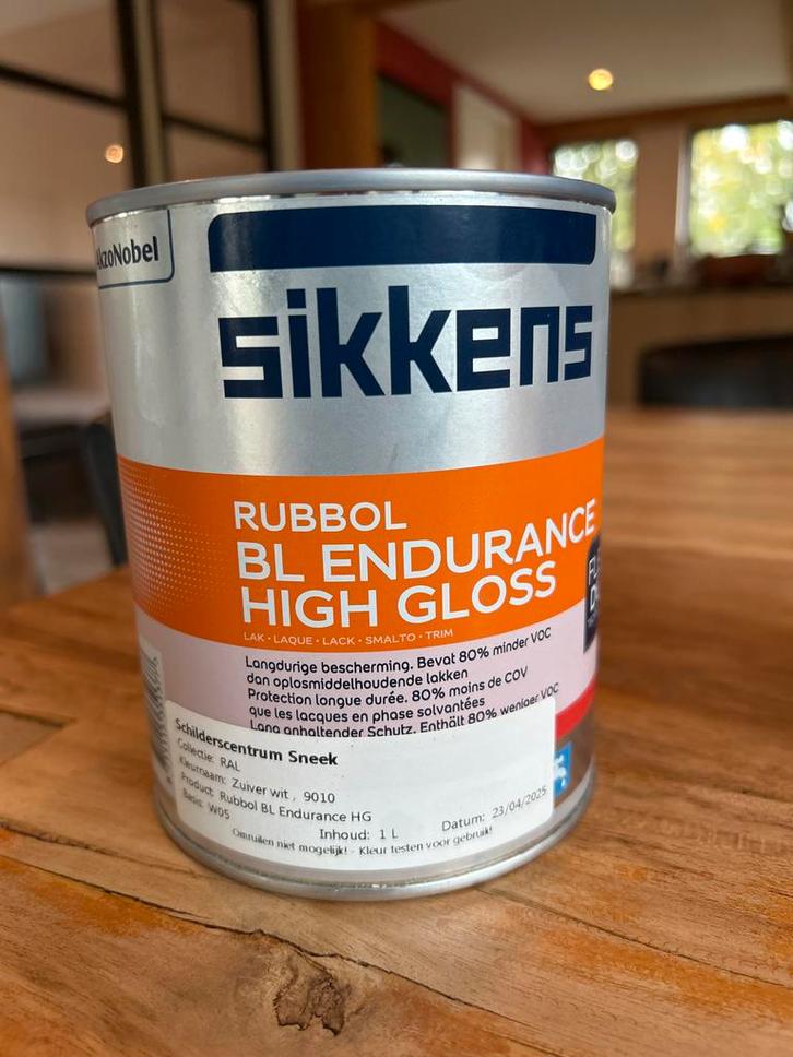 Sikkens Rubbol BL Endurance - Zuiver Wit 9010, Doe-het-zelf en Verbouw, Verf, Beits en Lak, Nieuw, Lak, Minder dan 5 liter, Wit