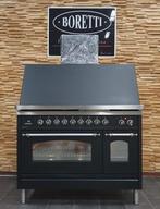 Luxe Fornuis Boretti 120cm mat zwart rvs afzuigkap GASOVEN, 60 cm of meer, Ophalen of Verzenden, Zo goed als nieuw, Energieklasse A of zuiniger