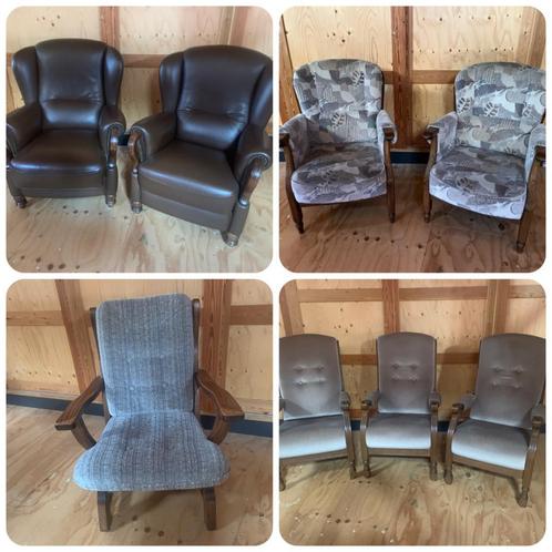 198.  Mooie Robuuste Fauteuils, Huis en Inrichting, Fauteuils, Gebruikt, Leer, Stof, 50 tot 75 cm, 75 tot 100 cm, Ophalen