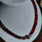 vintage rodeglasgranaten ketting, Sieraden, Tassen en Uiterlijk, Kettingen, Overige materialen, Verzenden, Zo goed als nieuw, Rood