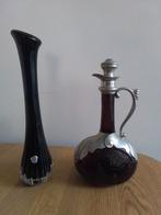 karaf glas met metaal en een vaas, Ophalen