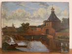 Schilderij olieverf Dalempoortje Gorinchem P. de Jong, Ophalen of Verzenden