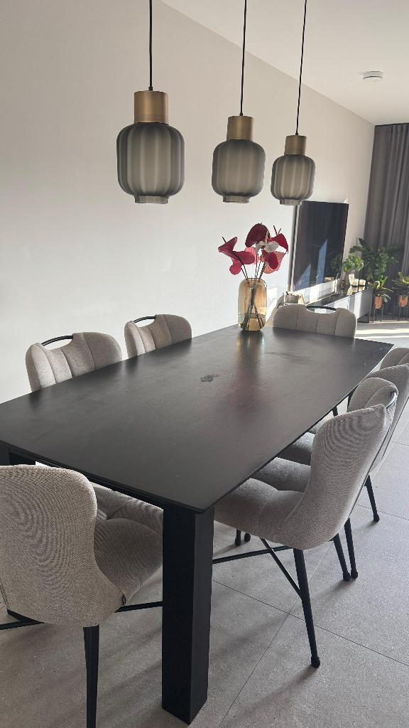 Robuuste eettafel 200x100 met stalen onderstel, Huis en Inrichting, Tafels | Eettafels, Gebruikt, 50 tot 100 cm, 150 tot 200 cm