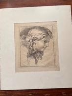 J.S. (Jan Schenk) studie mannenhoofd midden 18e eeuw, Ophalen of Verzenden